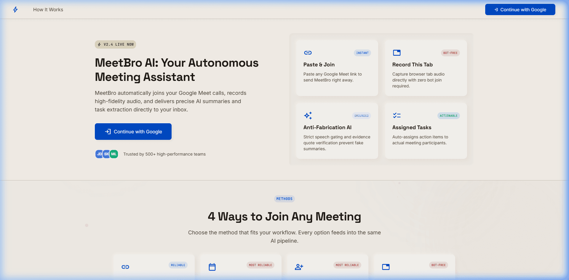 MeetBro AI meeting assistant and transcription interface